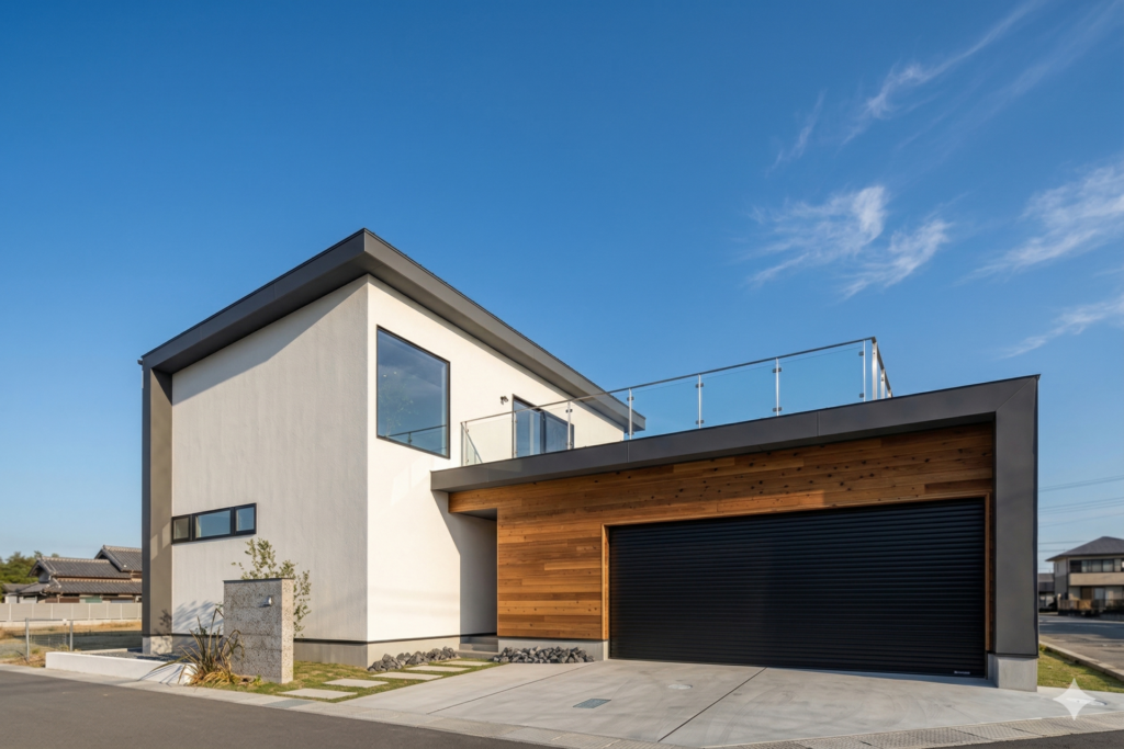 インナーガレージがある憧れのガレージハウス｜趣味を愉しみ家事動線を究めたモダンな注文住宅