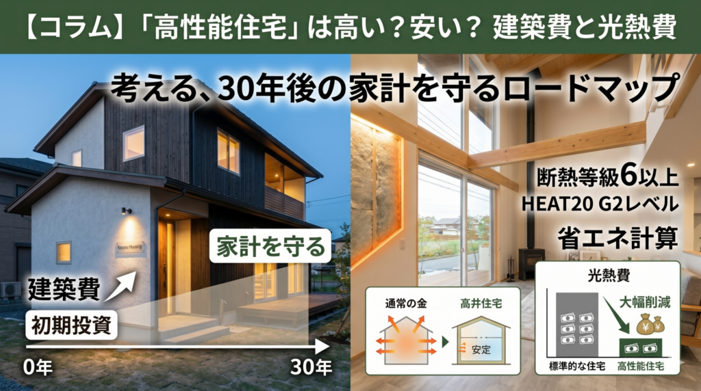 【コラム】「高性能住宅」は高い？安い？建築費と光熱費で考える、30年後の家計を守るロードマップ