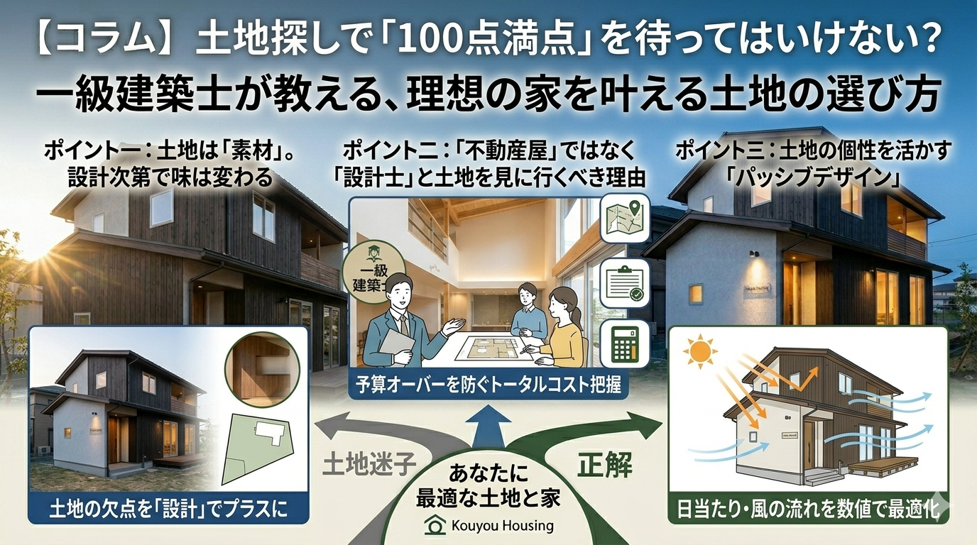 【コラム】土地探しで「100点満点」を待ってはいけない？一級建築士が教える、理想の家を叶える土地の選び方