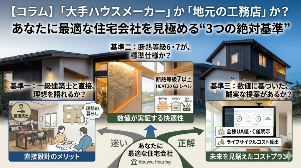 【コラム】「大手ハウスメーカー」か「地元の工務店」か？あなたに最適な住宅会社を見極める“3つの絶対基準”