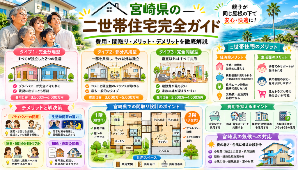 宮崎県の二世帯住宅完全ガイド｜費用・間取り・メリット・デメリットを徹底解説