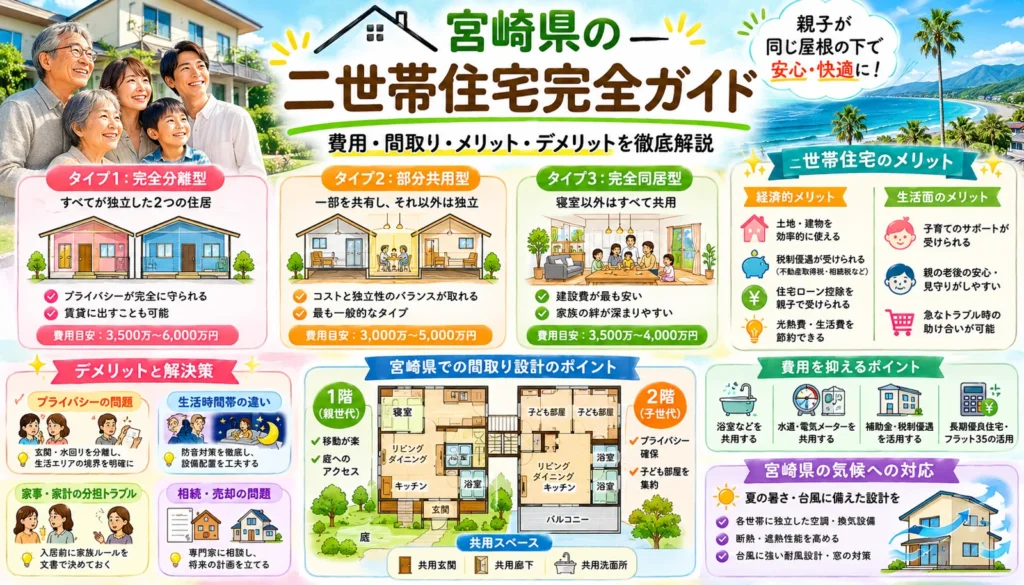 宮崎県の二世帯住宅完全ガイド｜費用・間取り・メリット・デメリットを徹底解説