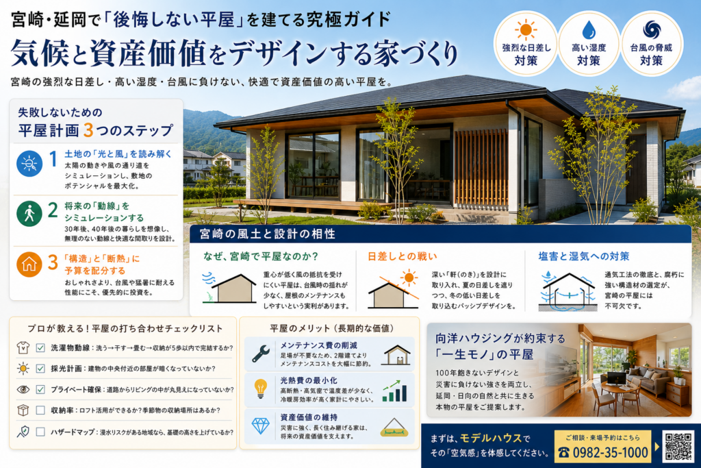 延岡で「後悔しない平屋」を建てるための究極ガイド~気候と資産価値をデザインする~
