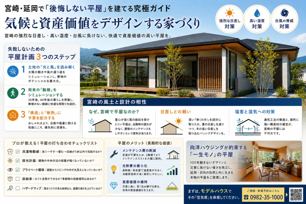 延岡で「後悔しない平屋」を建てるための究極ガイド~気候と資産価値をデザインする~