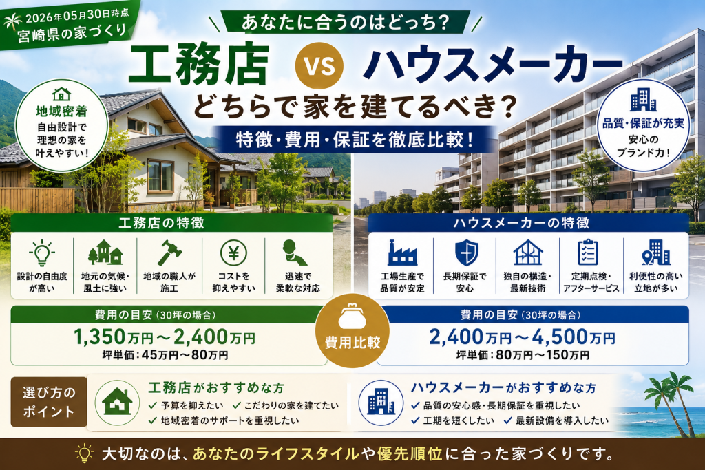 宮崎県の工務店vsハウスメーカー どちらで家を建てるべき？完全比較