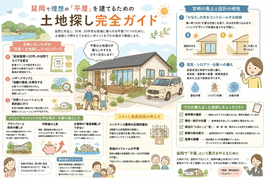 延岡で理想の「平屋」を建てるための土地探し