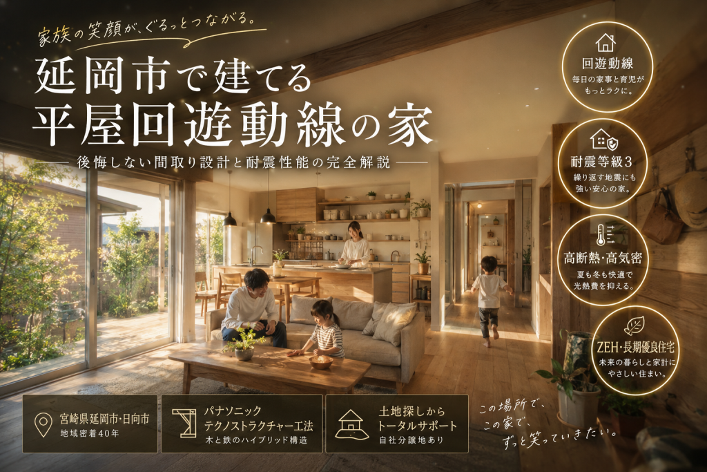 【2026年最新版】延岡市で建てる平屋回遊動線の家｜後悔しない間取り設計と耐震性能の完全解説