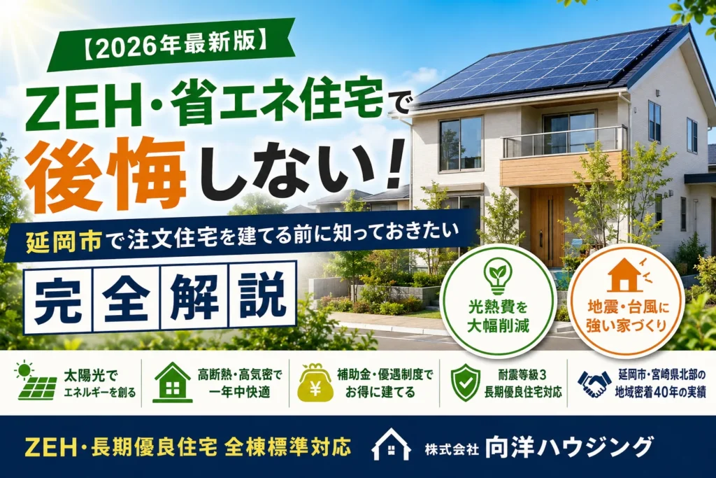 【2026年最新版】ZEH・省エネ住宅で後悔しない！延岡市で注文住宅を建てる前に知っておきたい完全解説