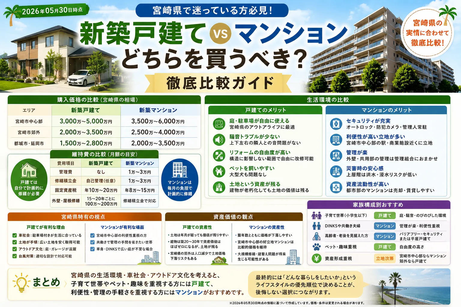 宮崎県で新築戸建てvsマンションどちらを買うべき？徹底比較ガイド