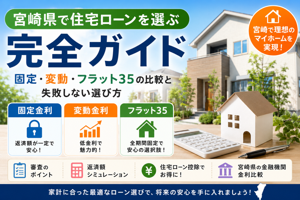 宮崎県で住宅ローンを選ぶ完全ガイド｜固定・変動・フラット35の比較と失敗しない選び方