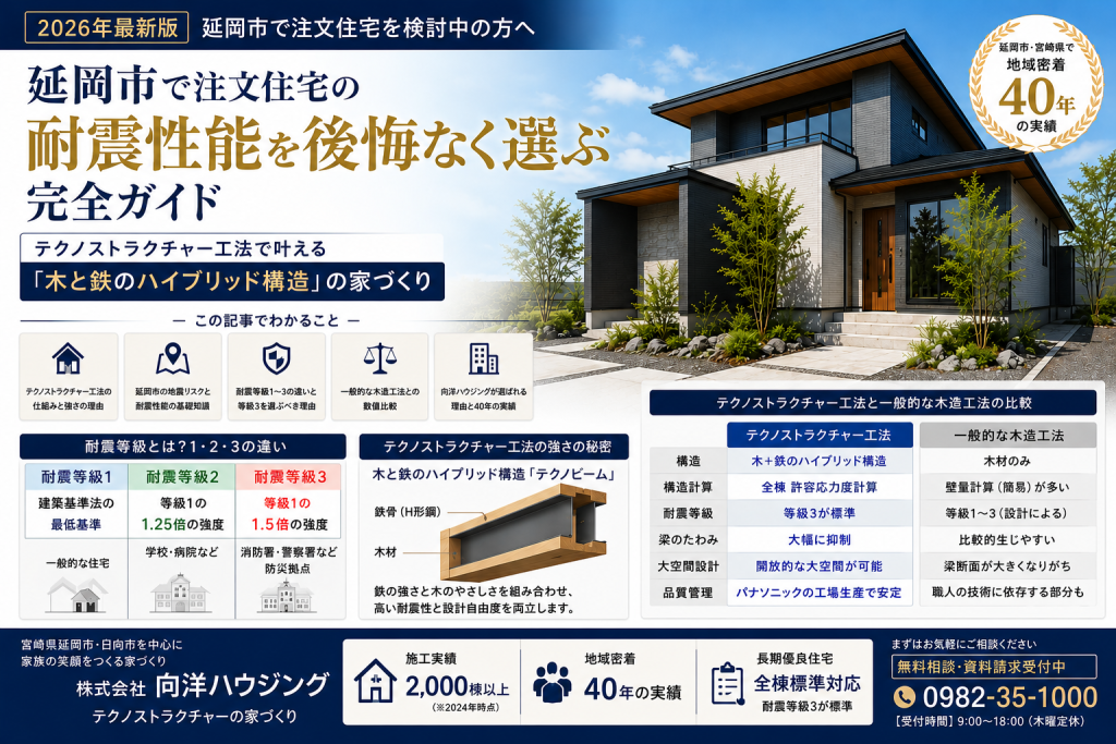 【2026年最新版】延岡市で注文住宅の耐震性能を後悔なく選ぶ完全ガイド｜テクノストラクチャー工法で叶える「木と鉄のハイブリッド構造」の家づくり