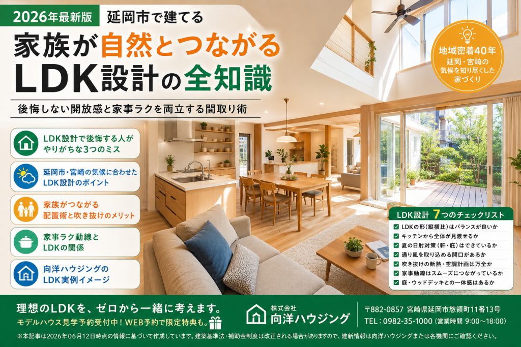 2026年最新版】延岡市で建てる「家族が自然とつながるLDK」設計の全知識｜後悔しない開放感と家事ラクを両立する間取り術