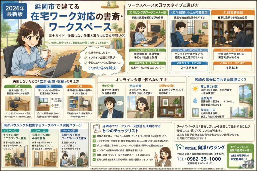 【2026年最新版】延岡市で建てる「在宅ワーク対応の書斎・ワークスペース」完全ガイド｜後悔しない仕事と暮らしの両立空間づくり