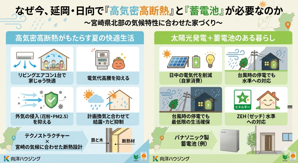 なぜ今、延岡・日向で「高気密高断熱」と「蓄電池」が必要なのか
