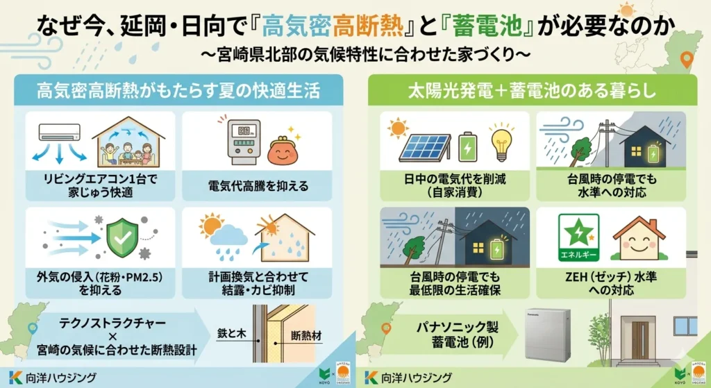 なぜ今、延岡・日向で「高気密高断熱」と「蓄電池」が必要なのか