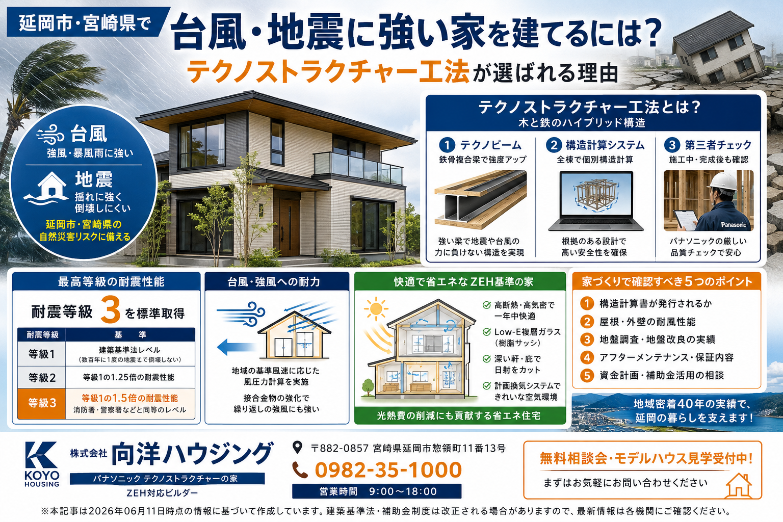 延岡市・宮崎県で台風・地震に強い家を建てるには？テクノストラクチャー工法が選ばれる理由