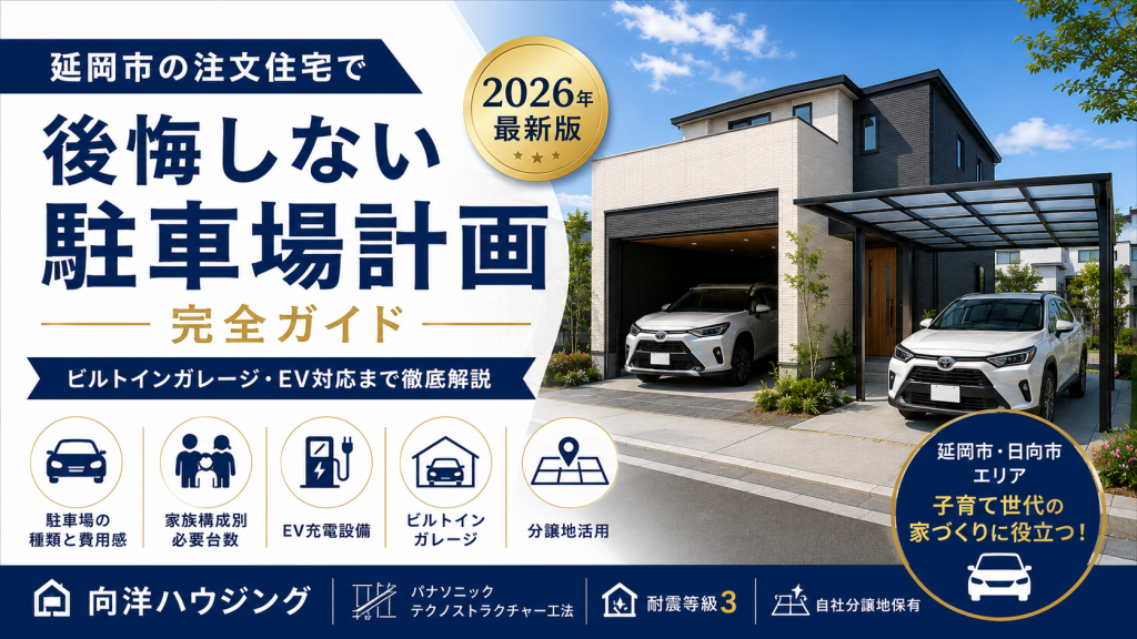 延岡市の注文住宅で後悔しない駐車場計画完全ガイド【2026年最新版】ビルトインガレージ・EV対応まで徹底解説