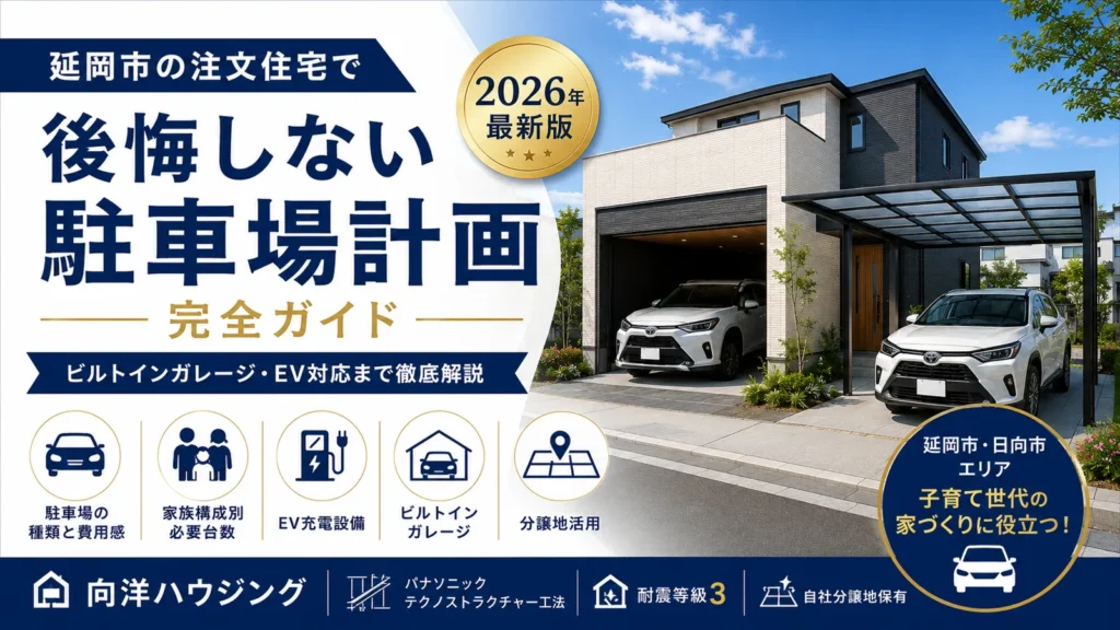 延岡市の注文住宅で後悔しない駐車場計画完全ガイド【2026年最新版】ビルトインガレージ・EV対応まで徹底解説