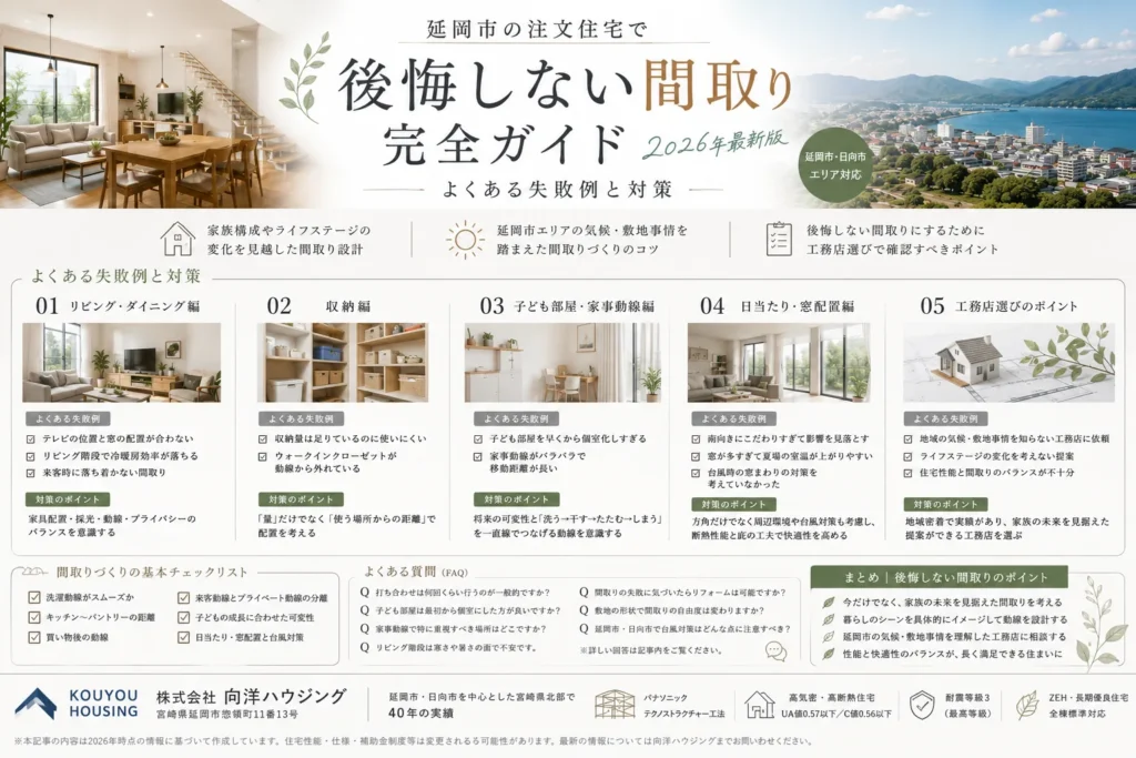 延岡市の注文住宅で後悔しない間取り完全ガイド　　　よくある失敗例と対策