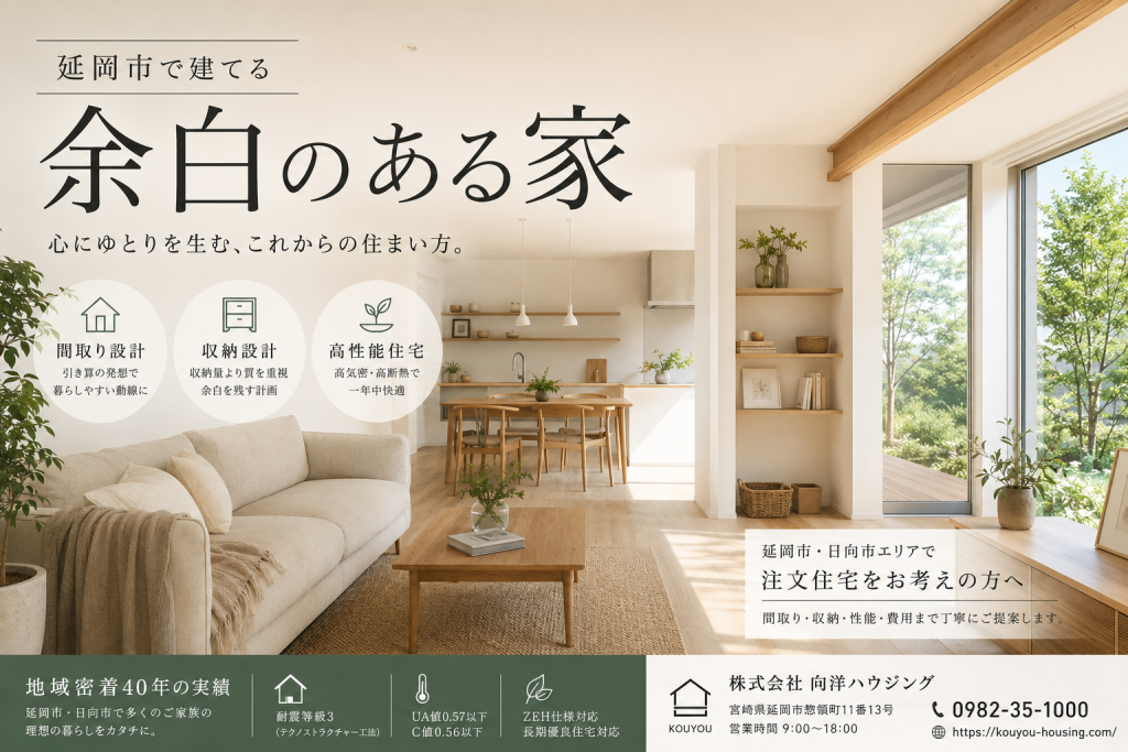【2026年最新版】延岡市で建てる「余白のある家」とは？後悔しない間取り・収納設計を完全解説