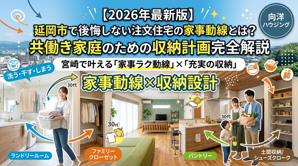 【2026年最新版】延岡市で後悔しない注文住宅の家事動線とは？共働き家庭のための収納計画完全解説
