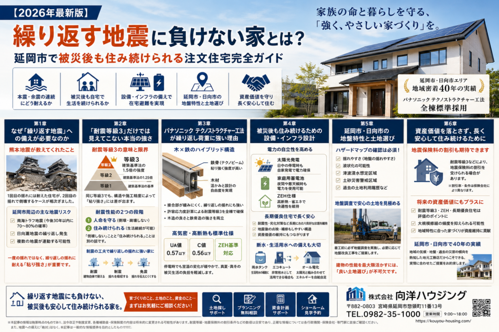 【2026年最新版】繰り返す地震に負けない家とは？延岡市で被災後も住み続けられる注文住宅完全ガイド