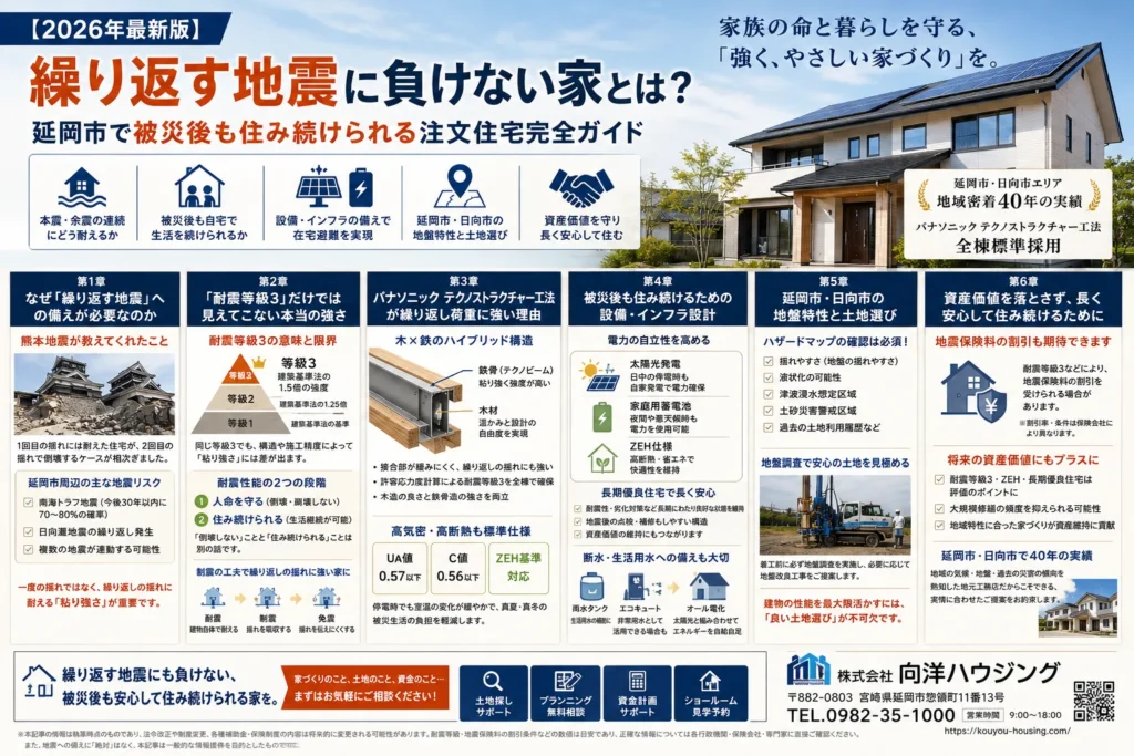 【2026年最新版】繰り返す地震に負けない家とは？延岡市で被災後も住み続けられる注文住宅完全ガイド
