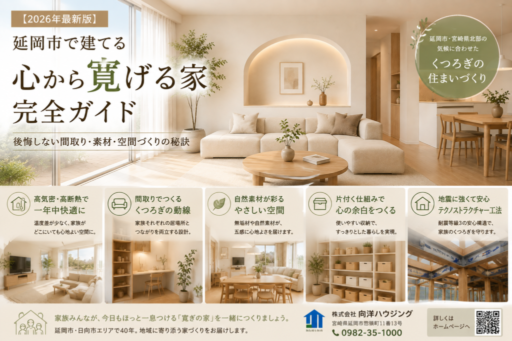 【2026年最新版】延岡市で建てる「心から寛げる家」完全ガイド｜後悔しない間取り・素材・空間づくりの秘訣
