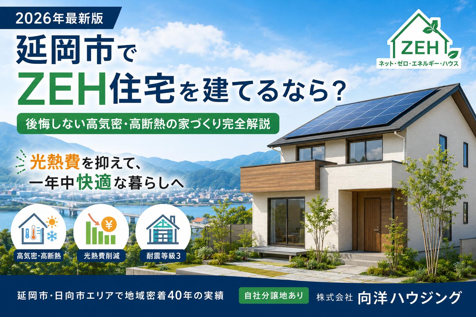【2026年最新版】延岡市でZEH住宅を建てるなら?後悔しない高気密・高断熱の家づくり完全解説