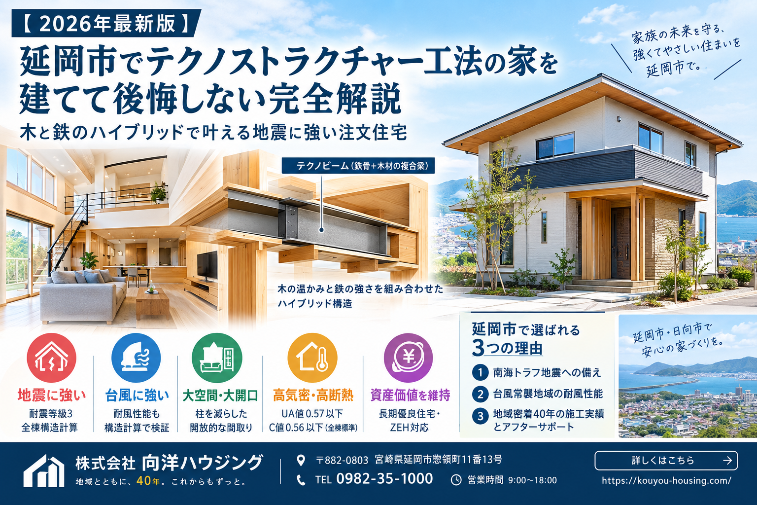【2026年最新版】延岡市でテクノストラクチャー工法の家を建てて後悔しない完全解説|木と鉄のハイブリッドで叶える地震に強い注文住宅